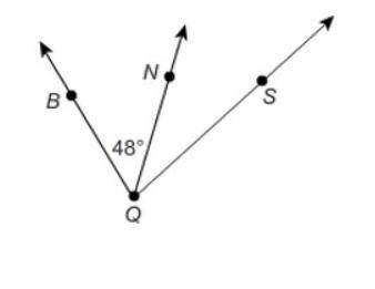 The measure ∠BQS of is 80°. What is the m∠NQS? 48° 42° 32° 128°