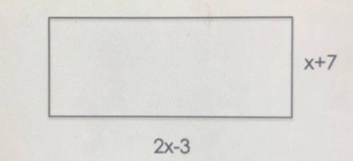 The length of the rectangle below is (2x-3) and the width is (x+7). Find the area of the rectangle