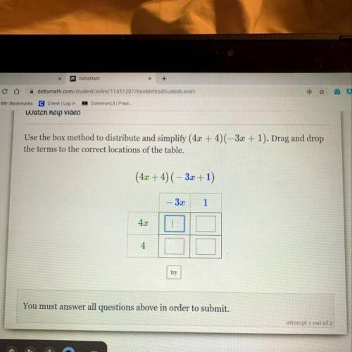 Ne terms to the correct locations of the table.
(4x + 4) (-3x+1)
SOME HELP PLEASE!!