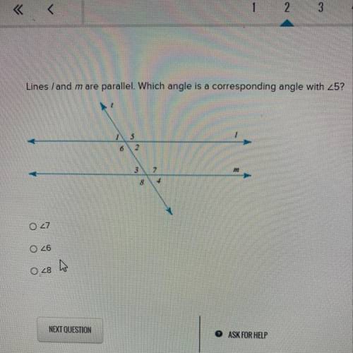 Lines L and M are parallel. Which angle is a corresponding angle with ∠5