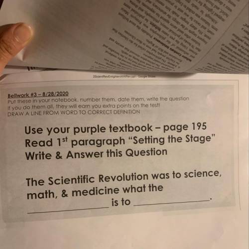 Use your purple textbook - page 195

Read 1st paragraph Setting the Stage
Write & Answer thi
