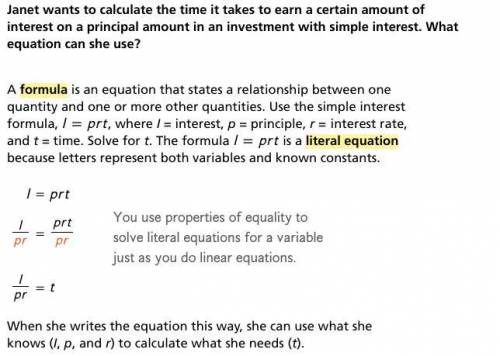 What equation can Janet use to calculate the principal amount?