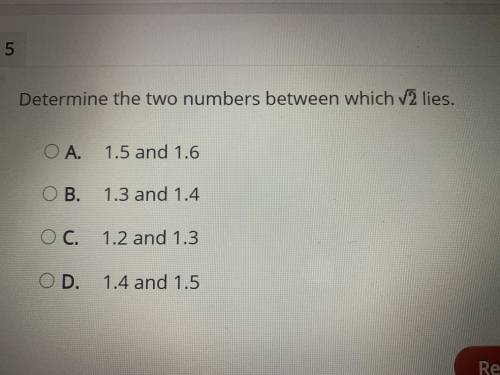 Determined the two number between which \/2