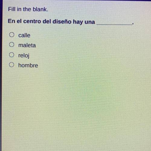 En el centro del diseño hay una
O calle
O maleta
O reloj
O hombre