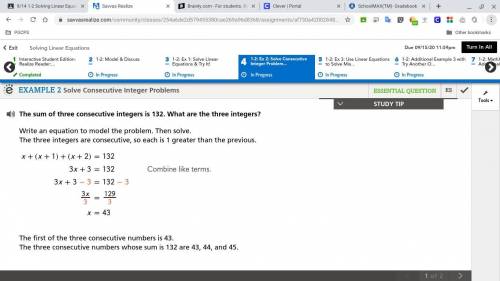 The sum of three consecutive integers is 132. What are the three integers?