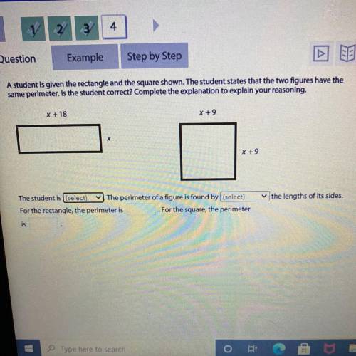 A student is given the rectangle and the square shown. The student states that the two figures have