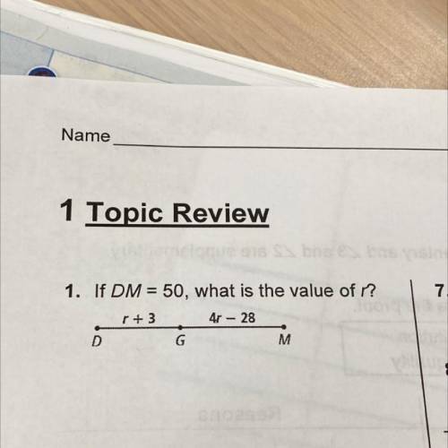 If dm=50 what ia the value of r?