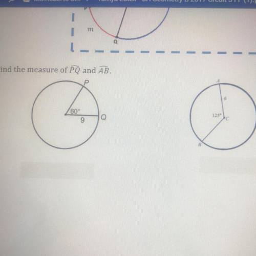 Find the measure of PQ and AB.