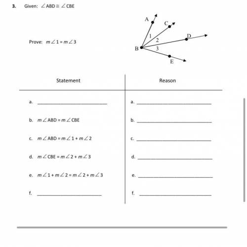 Proofs fill in the blank with statements and reason