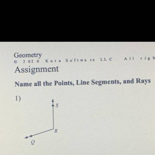 Name all rays and point and line segments