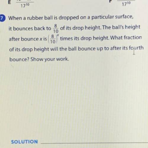 When a rubber ball is dropped on a particular surface, it bounces back to 8/10 of its drop height.