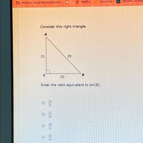 Ratio equivalent to sin (b)