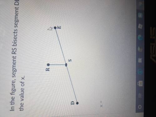 In the figure, segment RD bisect segment DE at S. Given that DS=4x+12 and SE=8x-8, find the value o