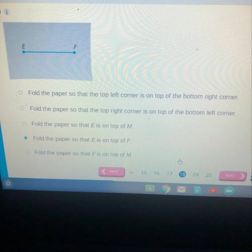 Please help ASAP. To locate the midpoint M of EF how should you fold the piece of paper?