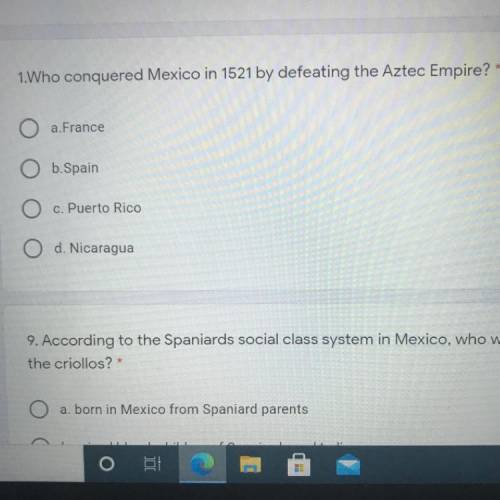 1.Who conquered Mexico in 1521 by defeating the Aztec Empire?