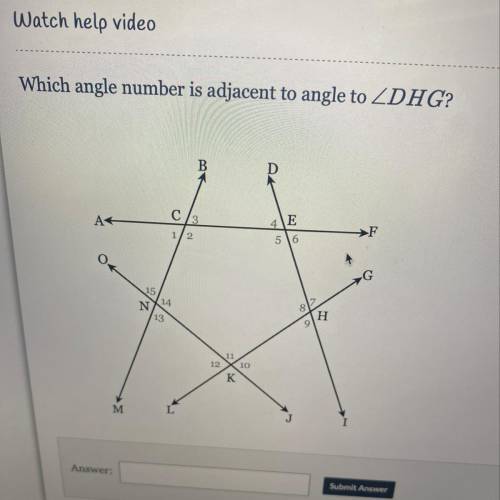 Which angle number is adjacent to angle DHG