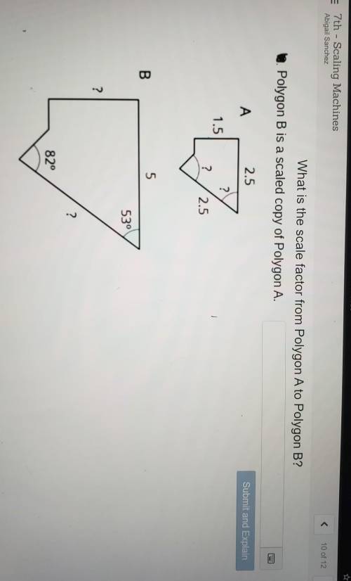 What is the scale factor from Polygon A to Polygon B?(picture of question)