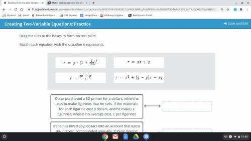 Match each equation with the situation it represents: