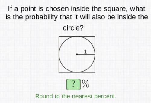 Please answer ASAP!

If a point is chosen inside the square, what is the probability that it will