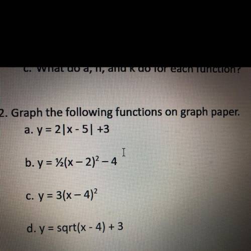 Graph the following functions on graph paper