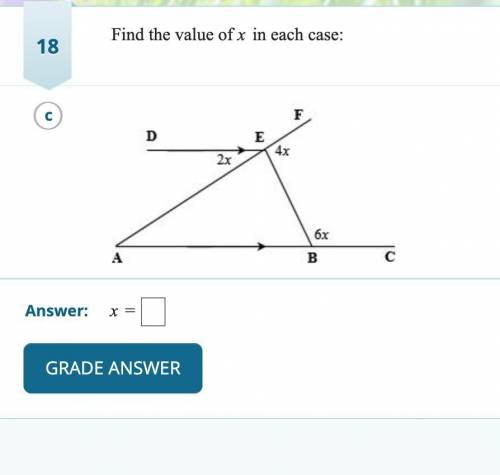 Find the value of x in each case, please help