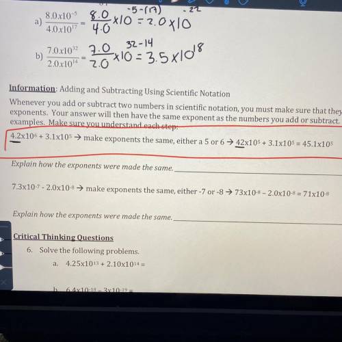 Information: Adding and Subtracting Using Scientific Notation

Whenever you add or subtract two nu