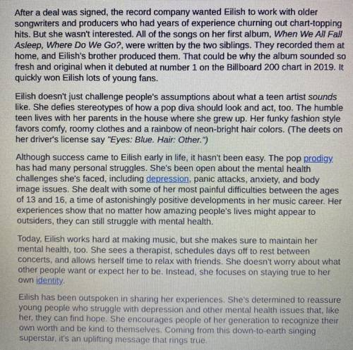 Despite her professional success, Billie Eilish has had personal struggles. Explain how Billie is