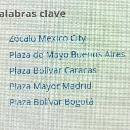 Compare and contrast two of the plazas principales listed above. Consider their location, size, how