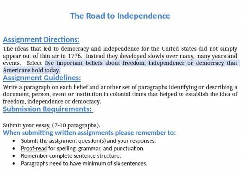 Five important beliefs about freedom, independence or democracy that Americans hold today.