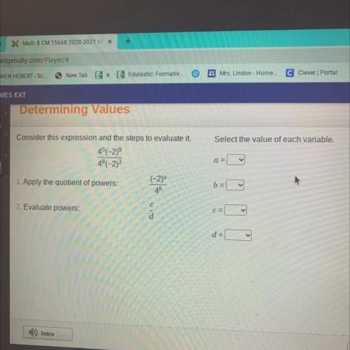 Select the value of each variable,

Consider this expression and the steps to evaluate it.
451-29