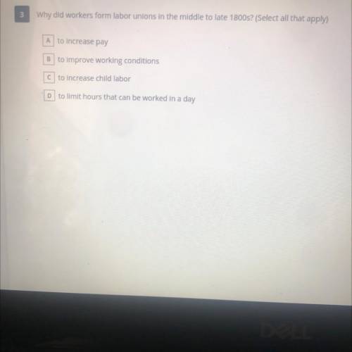 Why did workers form labor unions in the middle to late 1800’s? (Select all that apply)