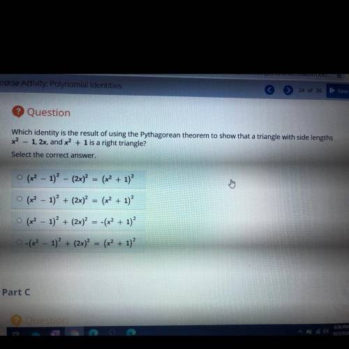 Which identity is the result of using the Pythagorean theorem to show that a triangle with side len