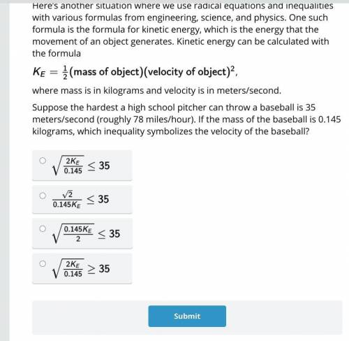 Suppose the hardest a high school pitcher can throw a baseball is 35 meters/second (roughly 78 mile