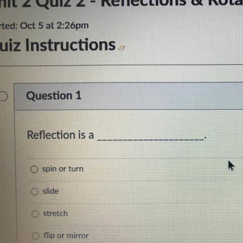 Reflection is a ____?
A. Spin or turn
B. Slide 
C. Stretch
D. Flip or mirror