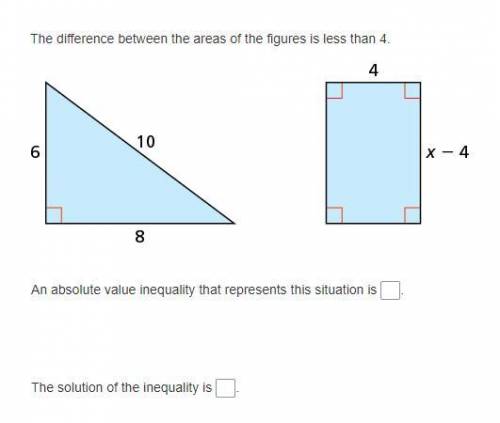 The difference between the areas of the figures is less than 4.

An absolute value inequality that