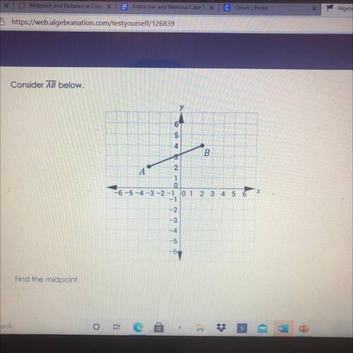 Find the midpoint.
А
(3, 0.5)
B.
(0, 3)
(-0.5, 3)
D
(-1, 3.5)