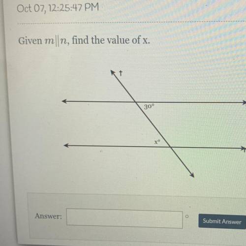 Given m ll n find the value of x.