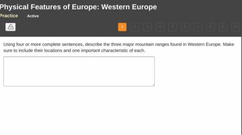 Using four or more complete sentences, describe the three major mountain ranges found in Western Eu
