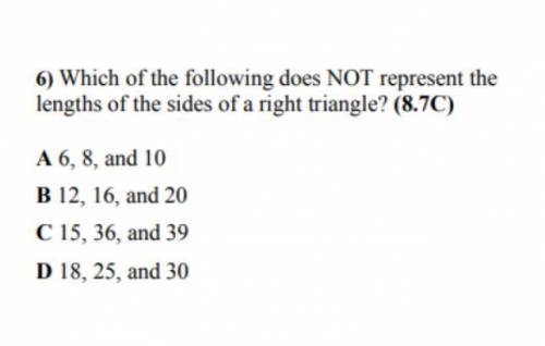 Which of the following does NOT represent the legs of the sides of a right tringle