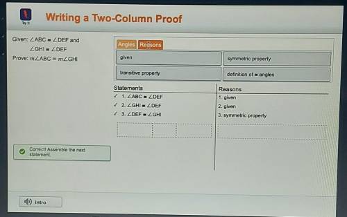 Writing a two column proof