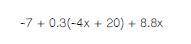 Simplify the expression by distributing and combining like terms.