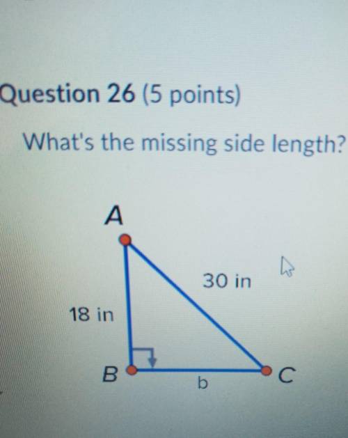 What is the missing length of a right triangle have 18 in and 30 in