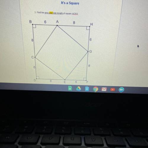 Find the area AND side length. please help!!! ASAP. much appreciated :)