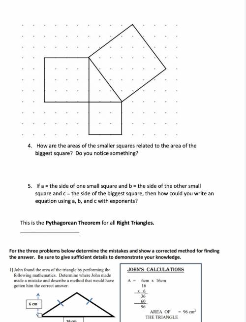 How are the areas of the smaller squares related to the area of the biggest square? Do you notice s