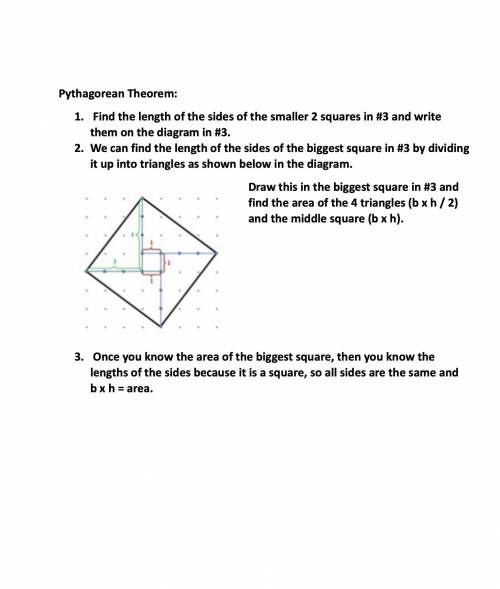 How are the areas of the smaller squares related to the area of the biggest square? Do you notice s