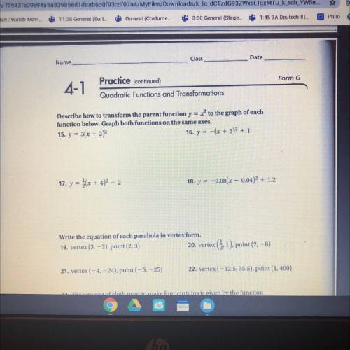 Quadratic Functions & Transformations