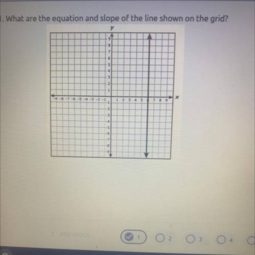 What are the equation and slope of the line shown on the grid? I give Brainliest Answer!