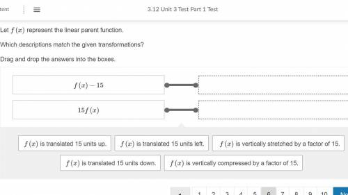 Helppppppppp Let f(x) represent the linear parent function.

Which descriptions match the given tr