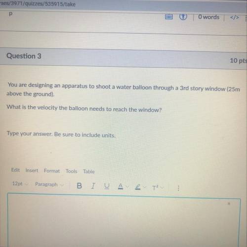 You are designing an apparatus to shoot a water balloon through a 3rd story window (25m above the g