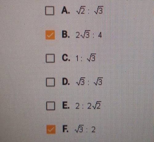 Pls help

Which of the following could be the ratio of the length of the longer leg of a 30-60-90